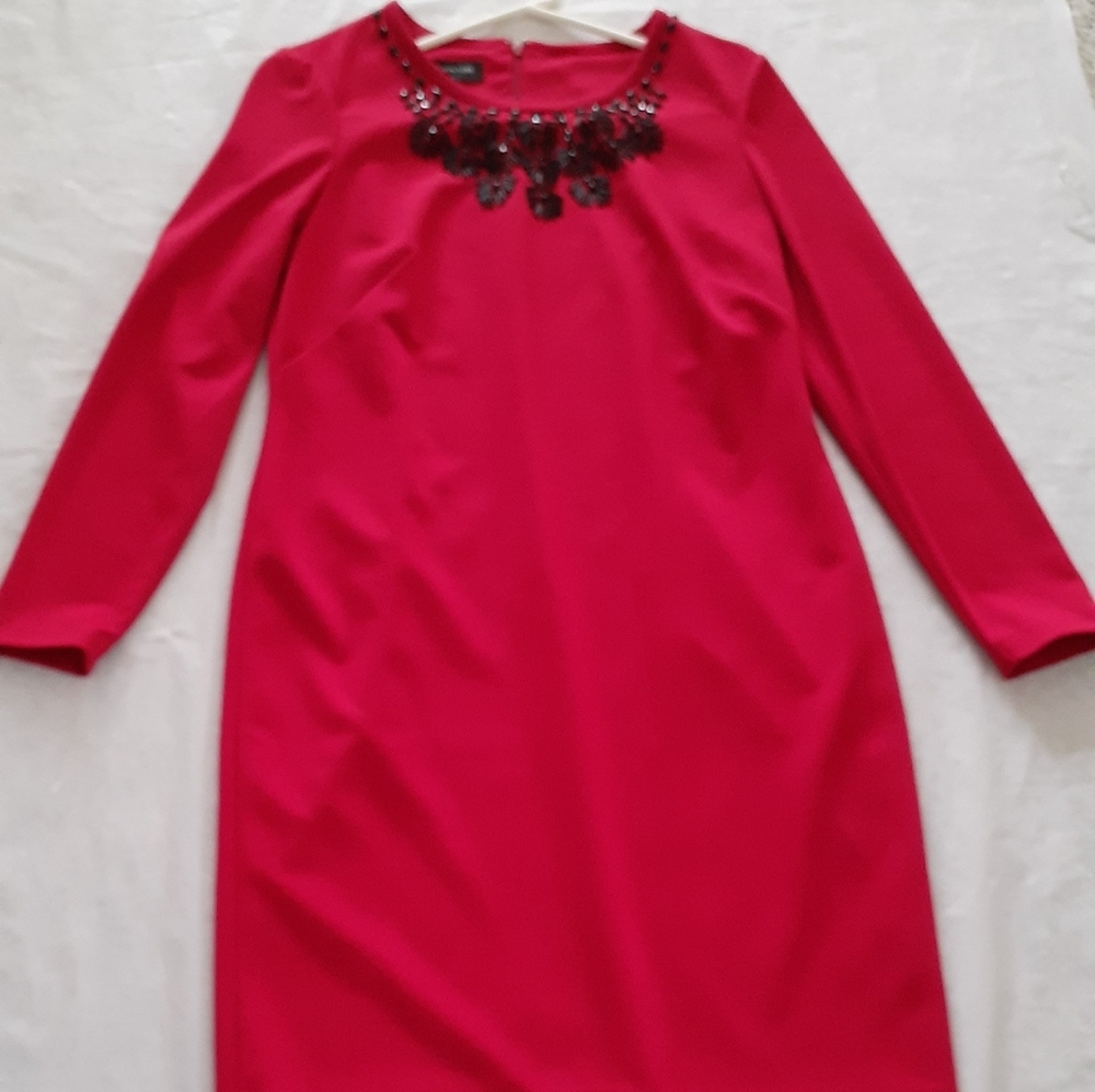 Woman's Red dress w/ Black beads size 12..